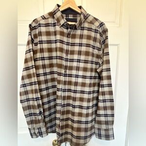 Johnston & Murphy Tan and Brown Checkered Shirt